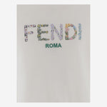 T-SHIRT IN COTONE CON LOGO RICAMATO JFI385 7AJF0TU9 FENDI KIDS 