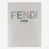 T-SHIRT IN COTONE CON LOGO RICAMATO JFI385 7AJF0TU9 FENDI KIDS 