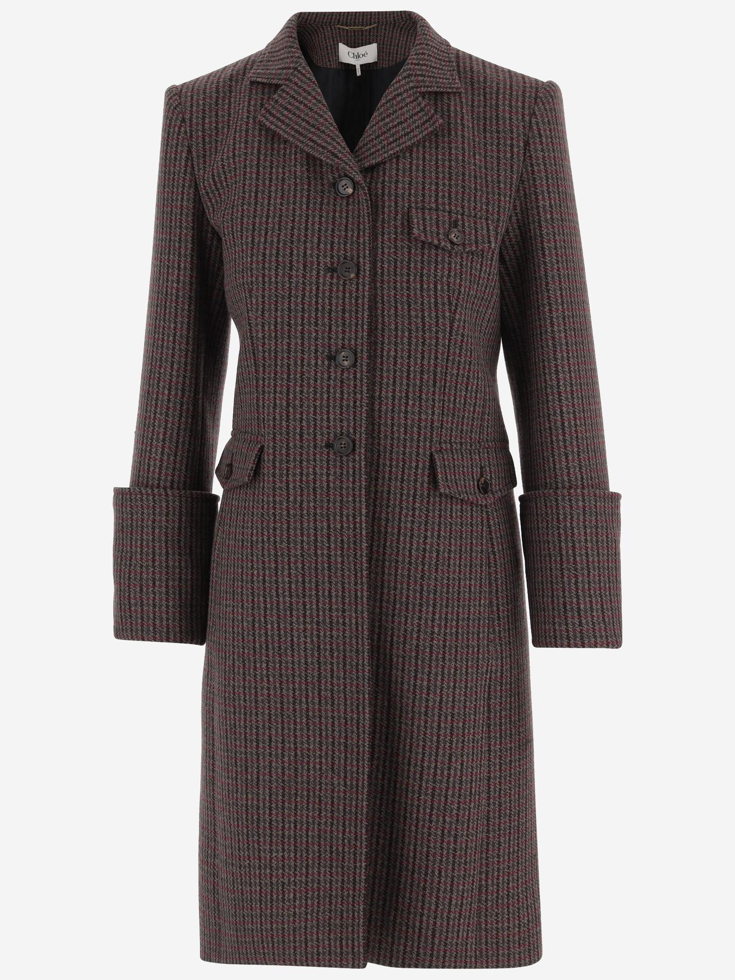 Cappotto da equitazione monopetto in misto lana CH25WMA14169 990 CHLOE 