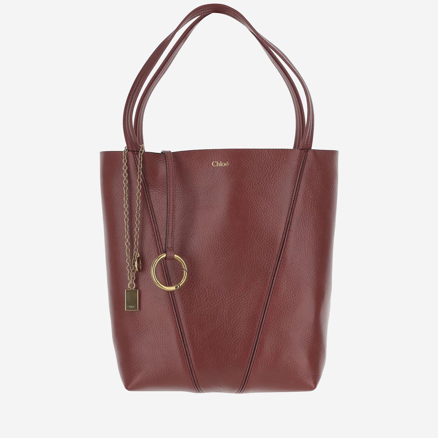 TOTE BAG CHLOÉ SPIN IN PELLE GRANATA CHC25SS811N84 6AW CHLOE 