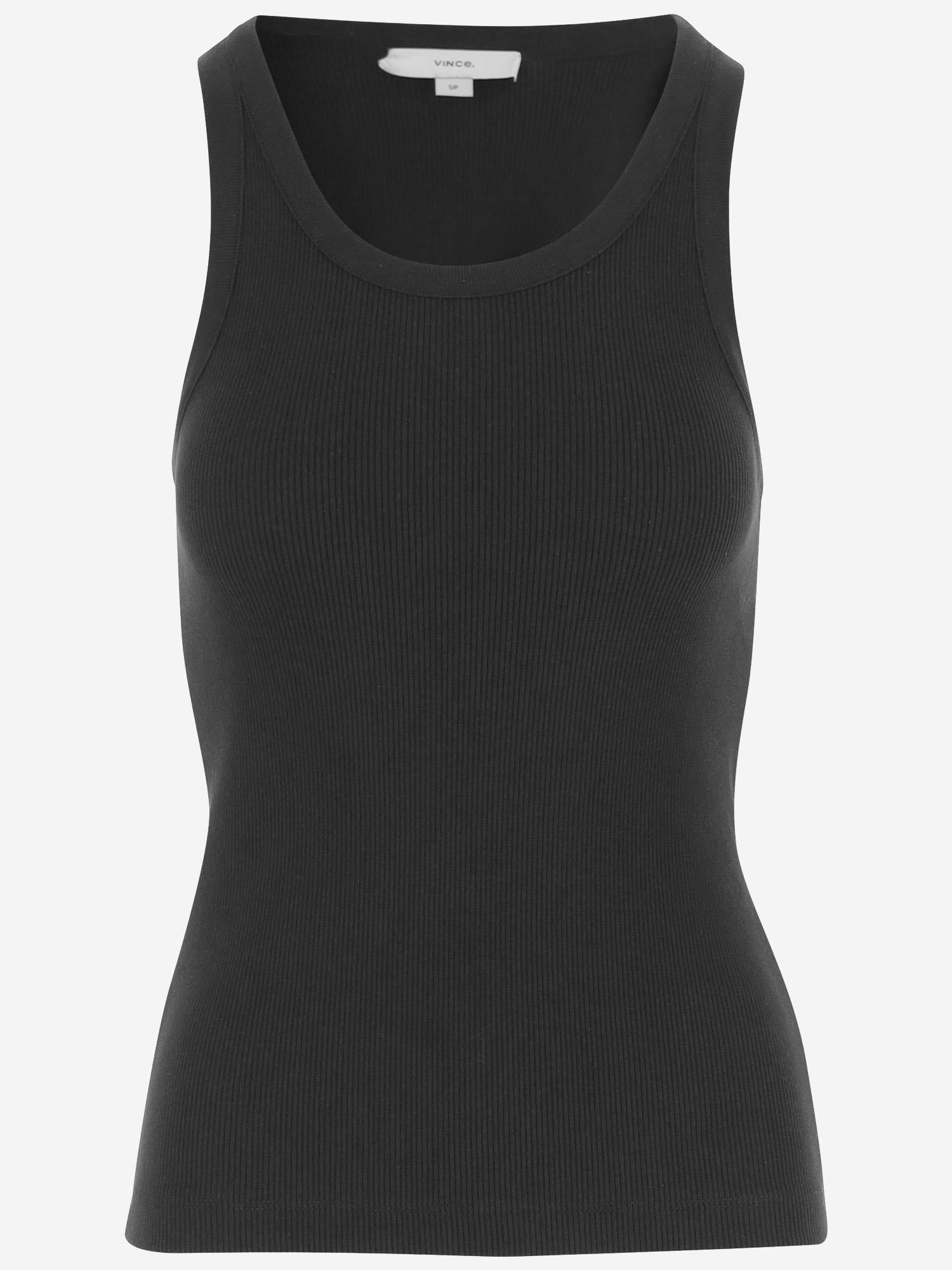 CANOTTA IN MISTO COTONE STRETCH V018884418 001BLK VINCE 
