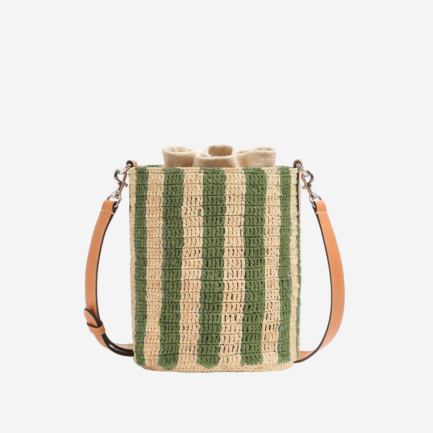 BORSA PICCOLA A SECCHIELLO IN RAFIA A RIGHE 8W2B0T03 IXUC8J VALENTINO GARAVANI 