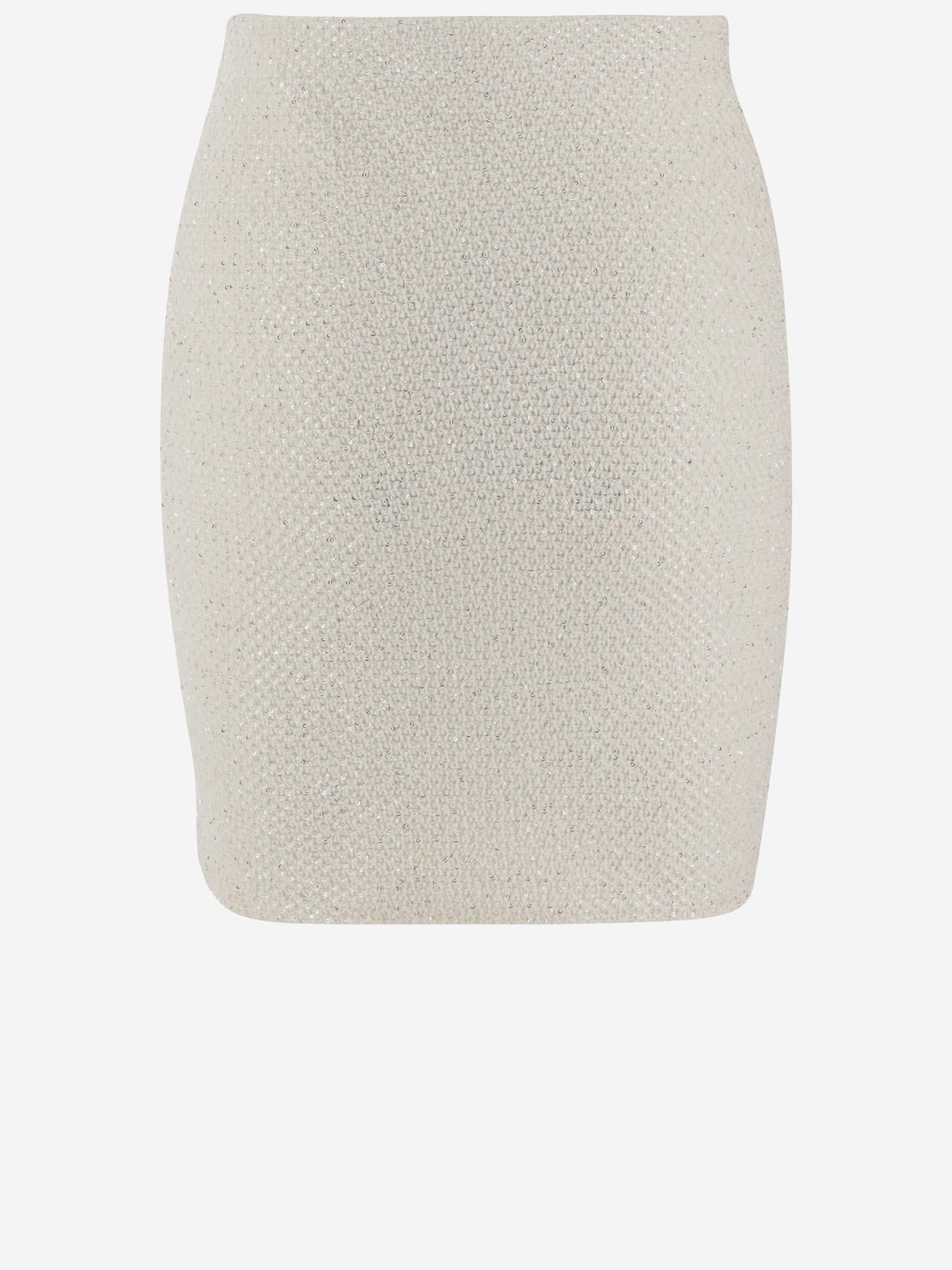 MInigonna in maglia di paillettes SS25019SKC CREAM SELF PORTRAIT 