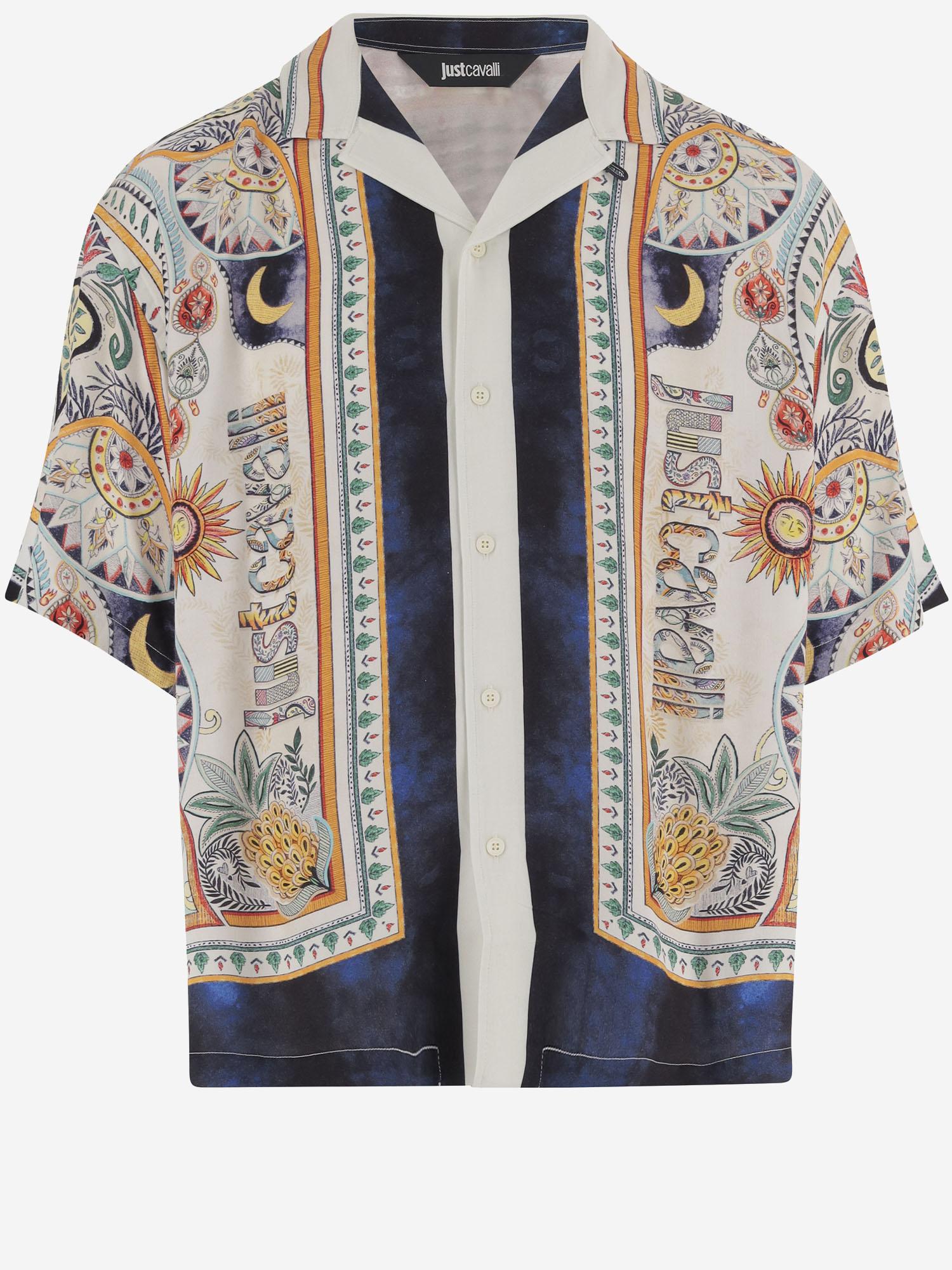 CAMICIA IN VISCOSA CON LOGO E STAMPA FANTASIA 80OALF04 CNF05004 JUST CAVALLI 