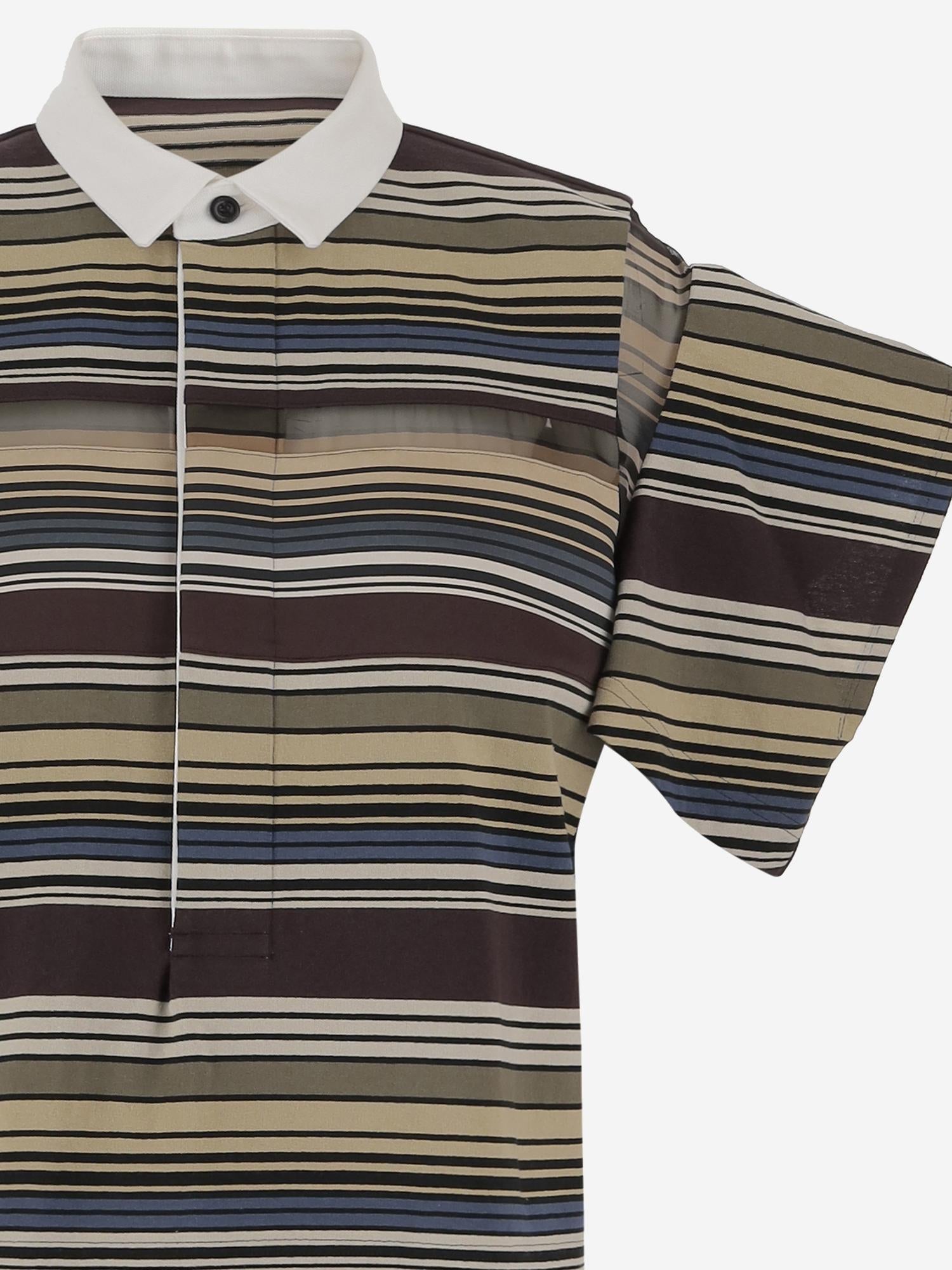 T-SHIRT IN COTONE A RIGHE CON DETTAGLIO IN PIZZO 08379 615 SACAI 