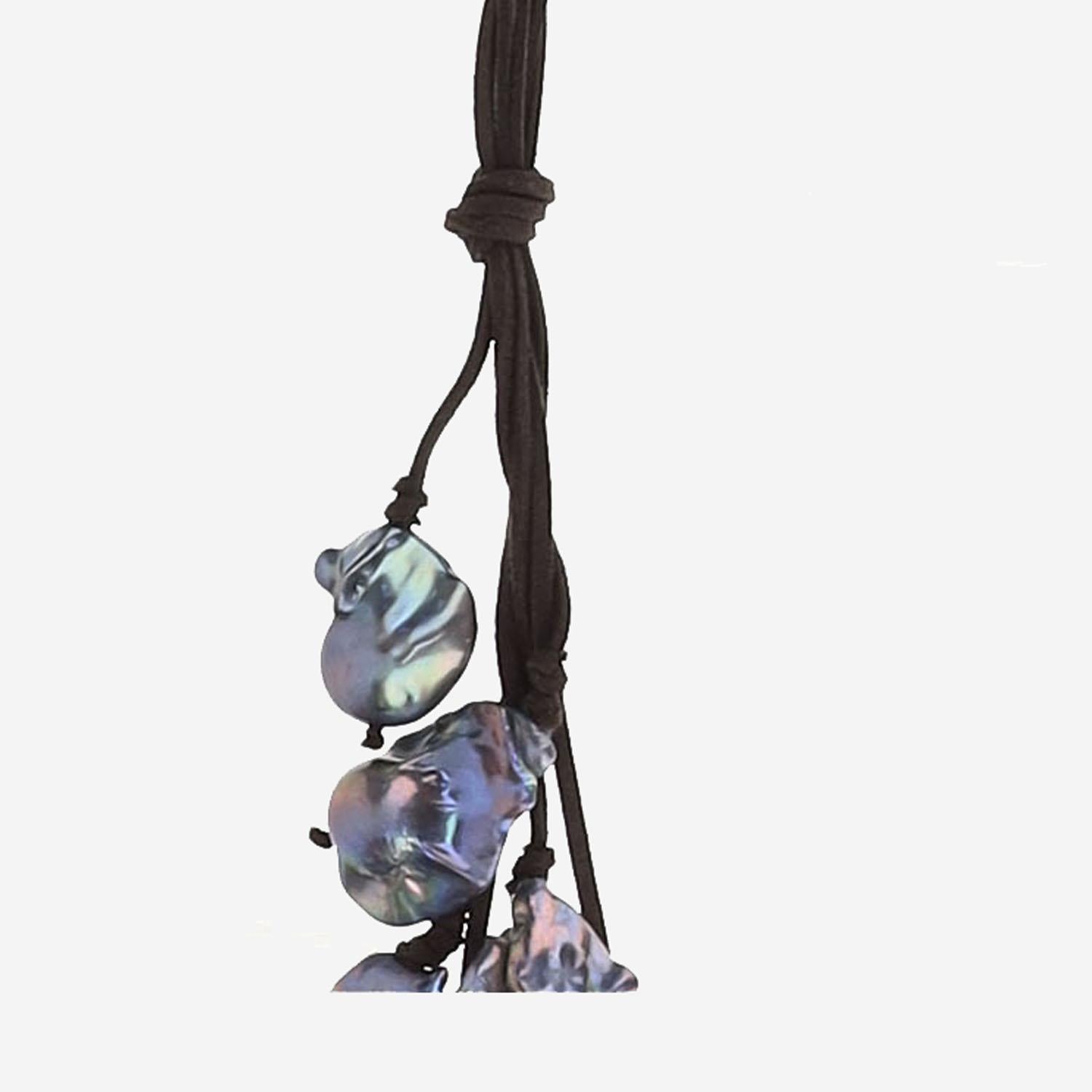 COLLANA in suede CON  perle VTAHITICLUSTERT  MELA 