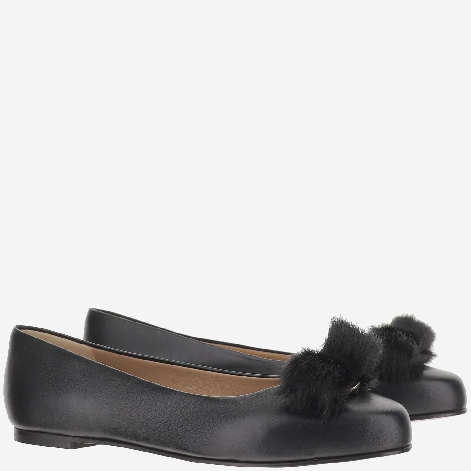 Ballerine fiocco in pelle 01K911 001NEROBISCOTTO SALVATORE FERRAGAMO 