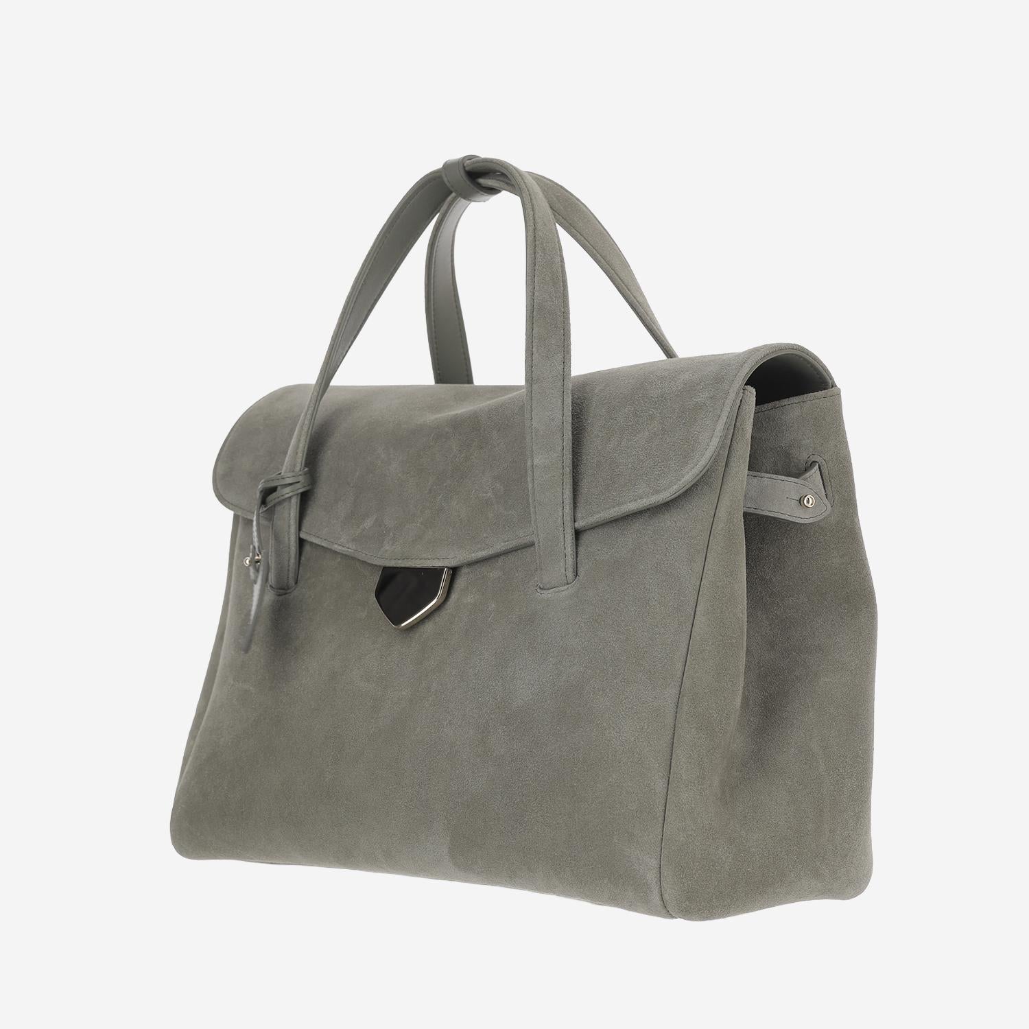 BORSA VIRGINIA IN PELLE SCAMOSCIATA VIRGINIA SMOKYGREEN FRANZI MILANO 