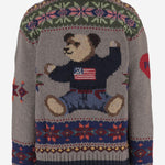 MAGLIONE IN LANA CON STAMPA POLO BEAR E MOTIVO GEOMETRICO 211972140 001 POLO RALPH LAUREN 