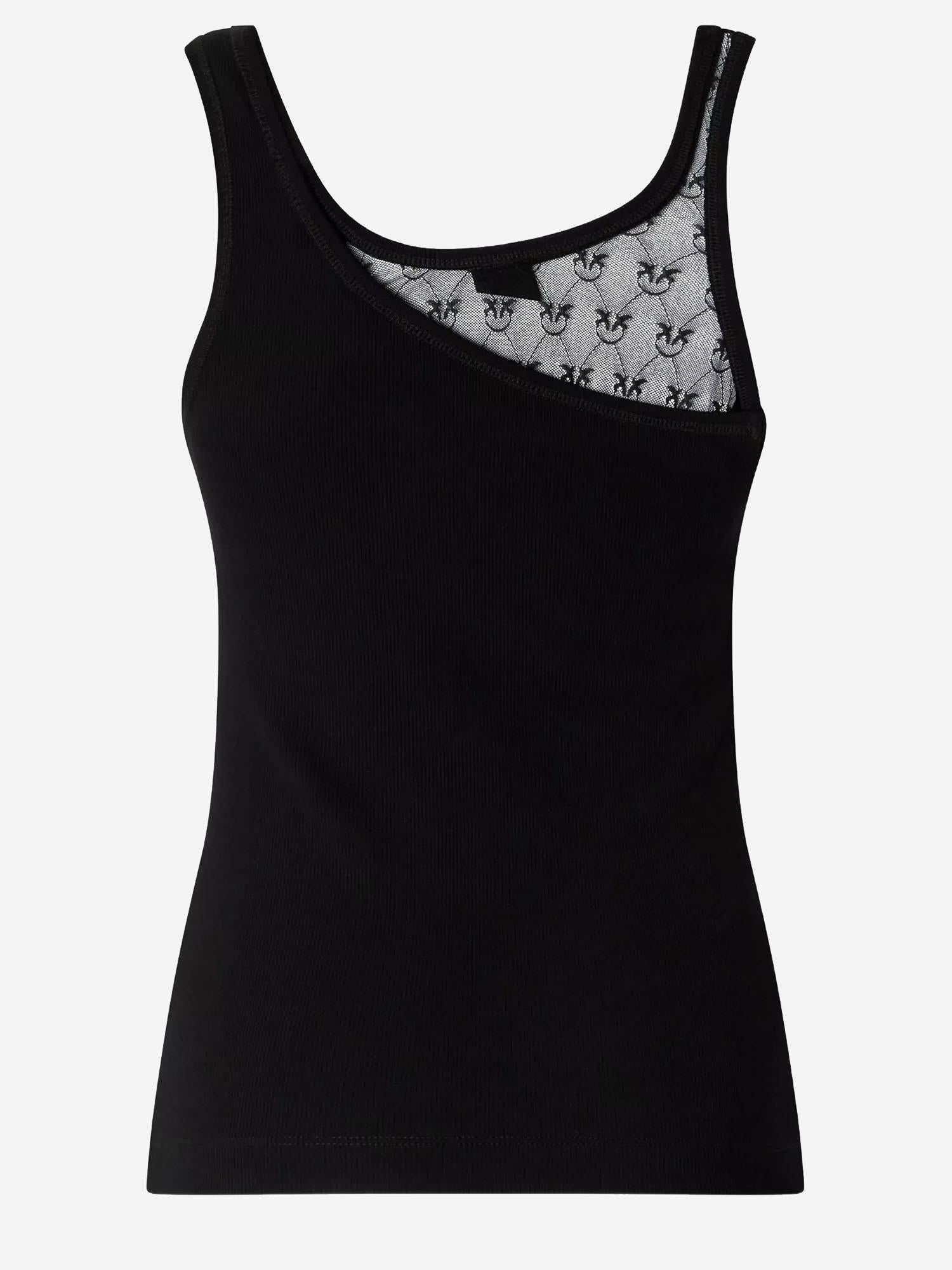 TOP IN COTONE STRETCH CON LOGO 106461 A362Z99 PINKO 