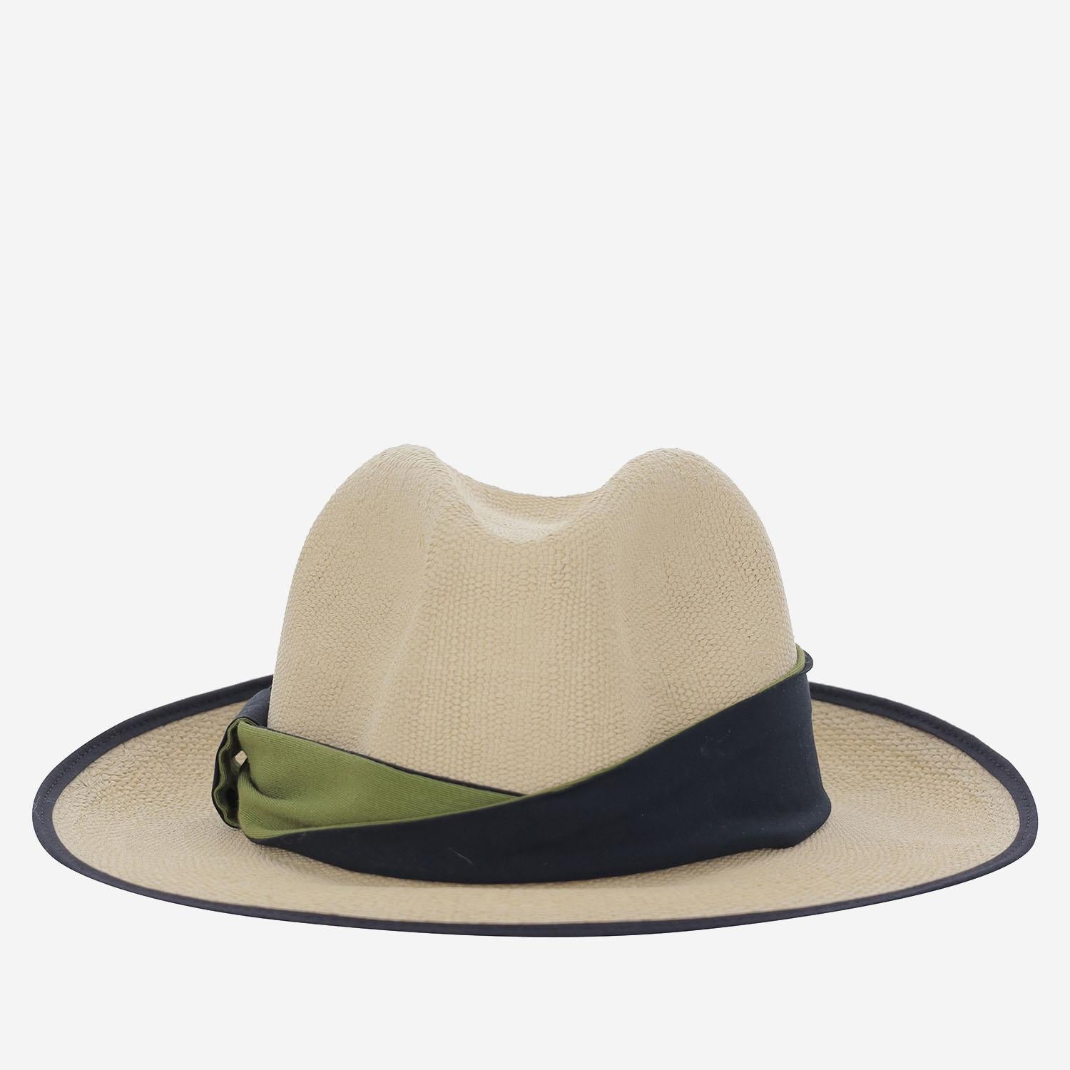CAPPELLO OVALE IN PAGLIA SOMBREROBICOLORVERDEYAZUL NATURAL ALEXIA ALVAREZ DE TOLEDO 