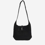 TOTE BAG LE 5 À 7 MEDIA IN RAFIA LAVORATA A UNCINETTO 778827 GAAEN1000 SAINT LAURENT 