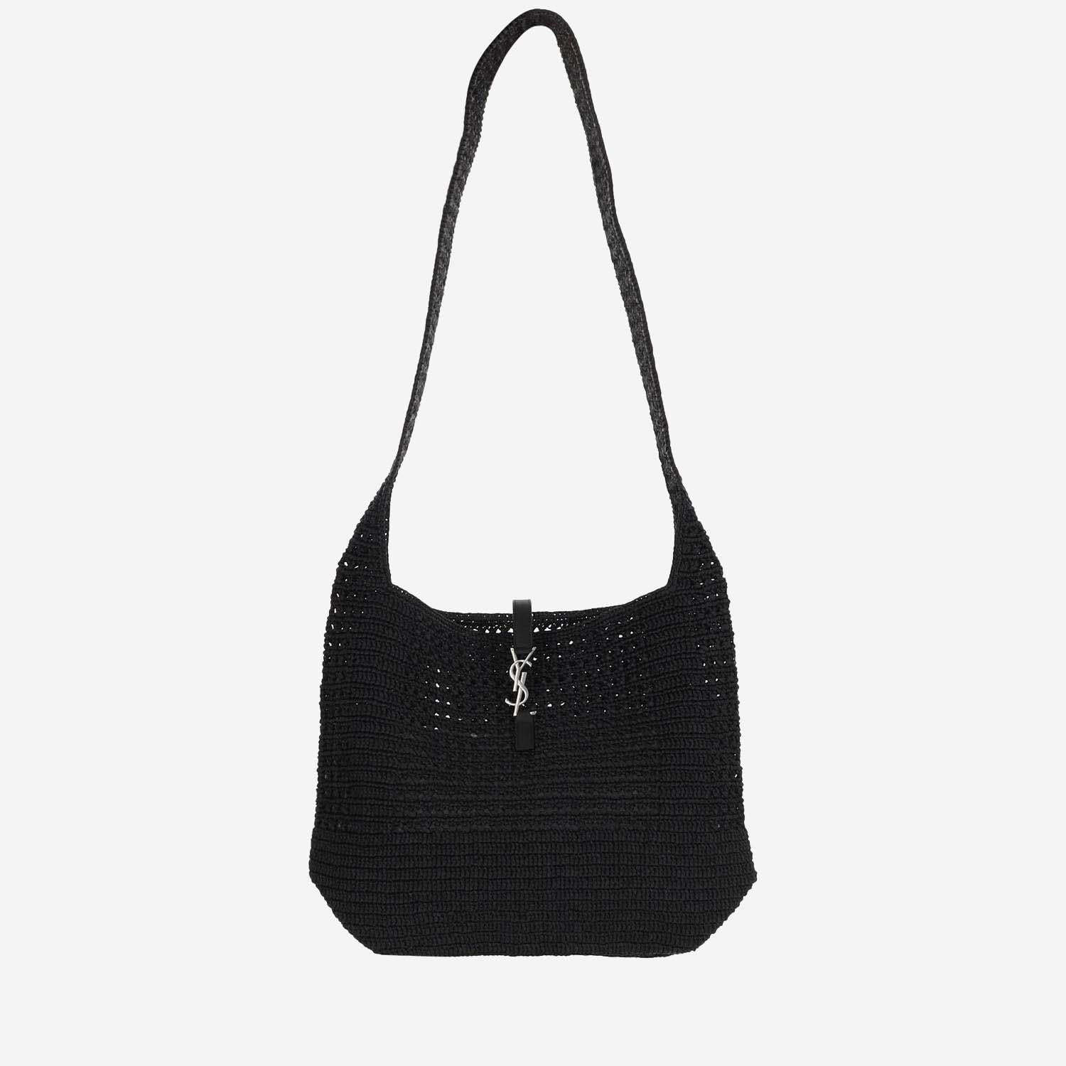 TOTE BAG LE 5 À 7 MEDIA IN RAFIA LAVORATA A UNCINETTO 778827 GAAEN1000 SAINT LAURENT 