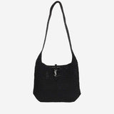 TOTE BAG LE 5 À 7 MEDIA IN RAFIA LAVORATA A UNCINETTO 778827 GAAEN1000 SAINT LAURENT 