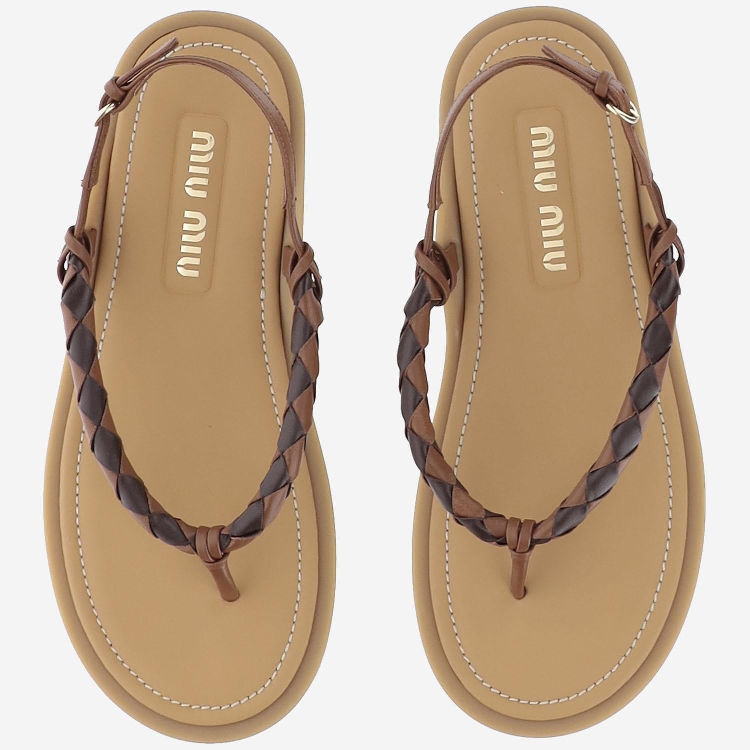 Sandali Riviere in pelle 5Y408E 2CSPF03S9 MIU MIU 
