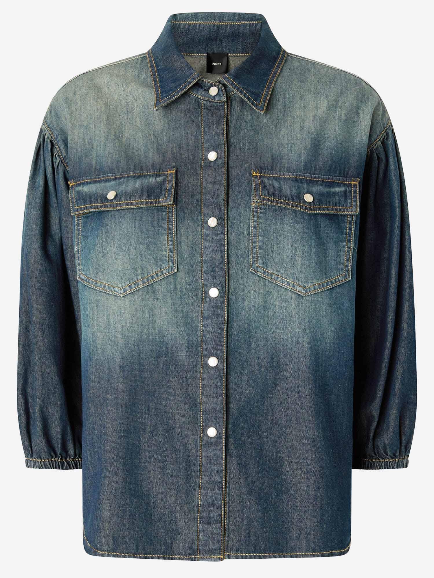 CAMICIA IN DENIM CON MANICHE A PALLONCINO 106596 A37KPJC PINKO 