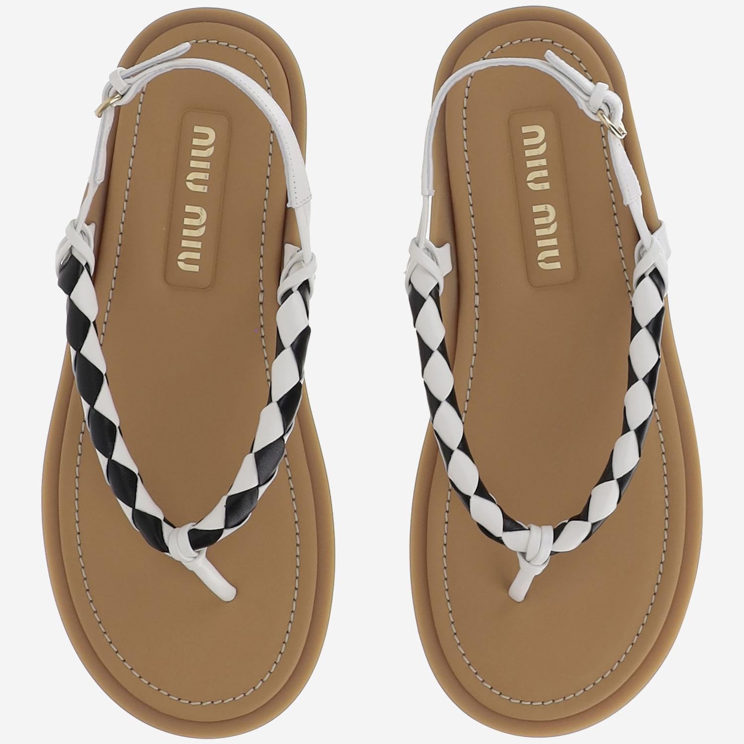 Sandali Riviere in pelle 5Y408E 2CSPF0964 MIU MIU 