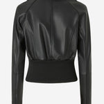 Giacca corta in pelle nappa e tessuto maglia 105470 A2P0Z99 PINKO 