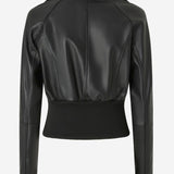 Giacca corta in pelle nappa e tessuto maglia 105470 A2P0Z99 PINKO 
