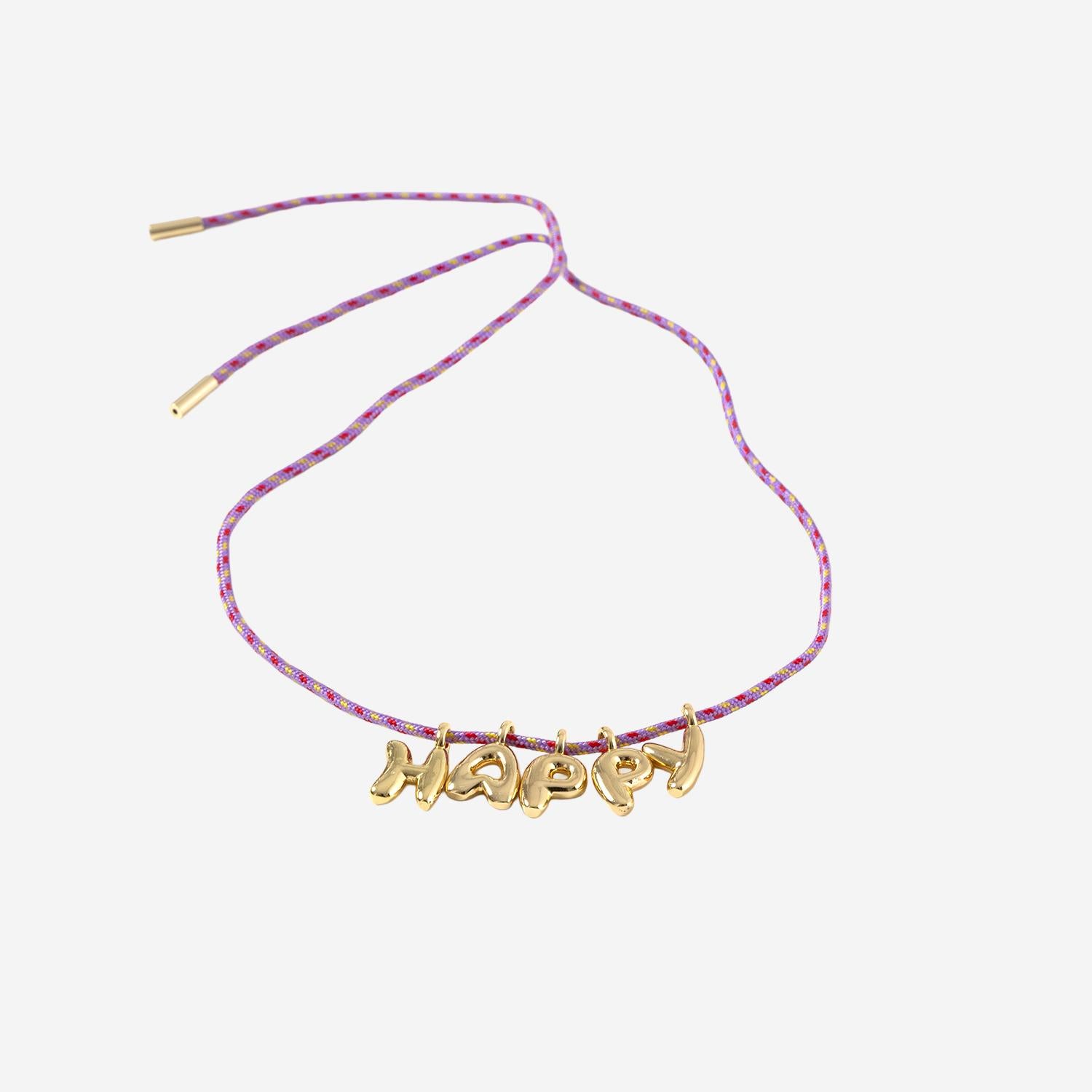 COLLANA IN TESSUTO E METALLO BUBBLELETTERSGOLDPLATED HAPPY SORBET ISLAND 