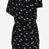 MINI ABITO ARRICCIATO IN MUSSOLA DI SETA A POIS 776449 Y5I781095 SAINT LAURENT 