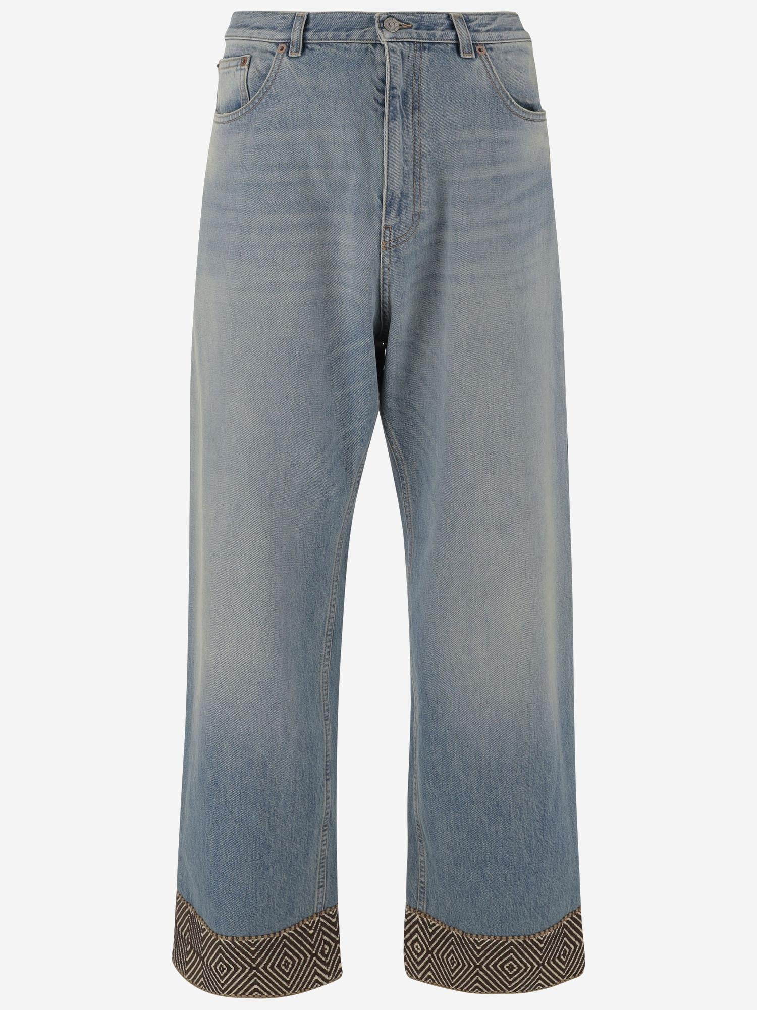 PANTALONI IN DENIM DI COTONE CON FONDO IN JACQUARD 6V3DE05GAS6 558 VALENTINO 