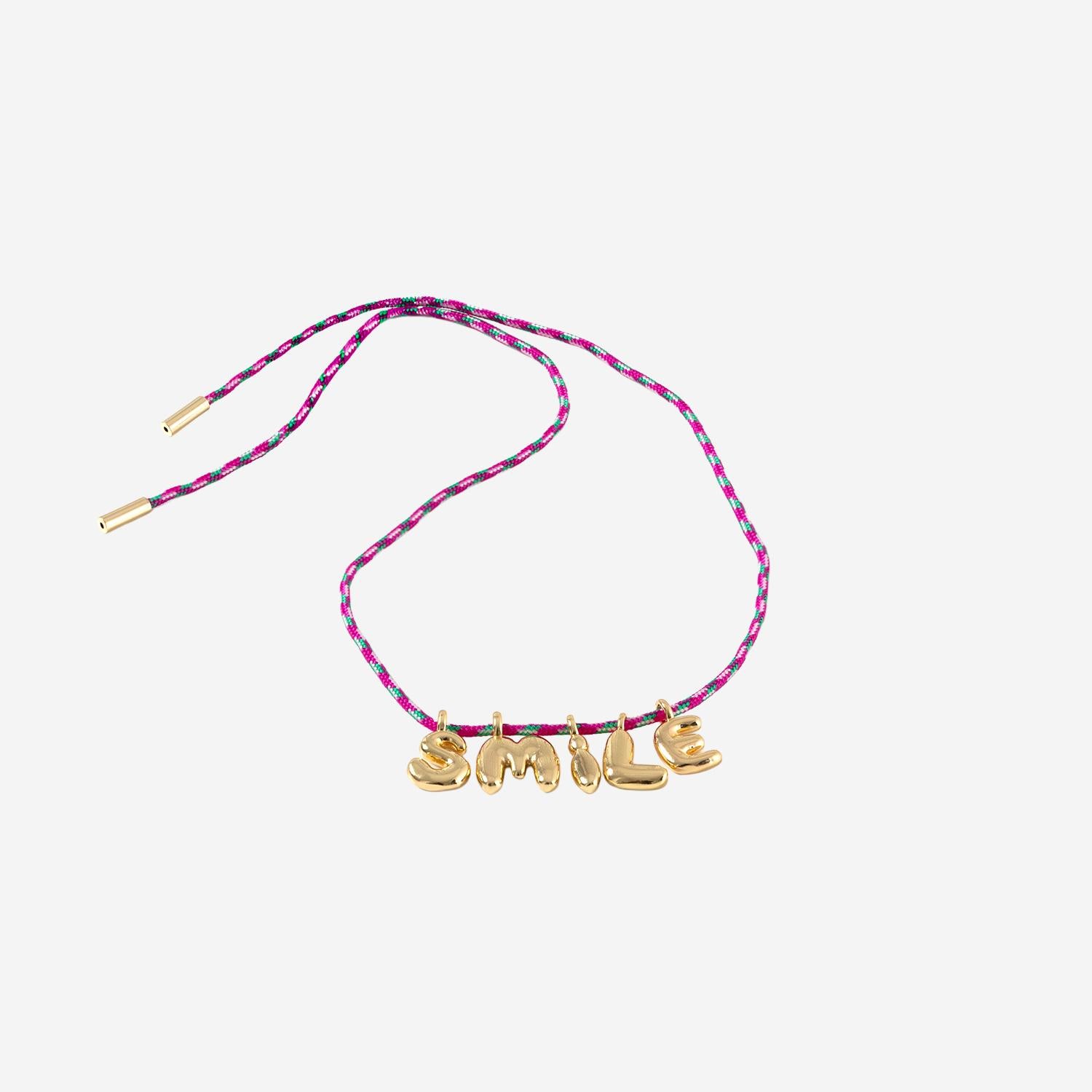 BRACCIALE IN TESSUTO E METALLO BUBBLELETTERSGOLDPLATED SMILE SORBET ISLAND 