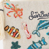 POCHETTE IN COTONE CON MOTIVI MARINI IN PERLINE POU0002 00877L MC2 SAINT BARTH 