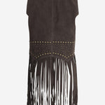 GILET IN PELLE SCAMOSCIATA CON FRANGE UN33 RSC309 UNCOMMON 