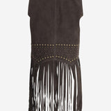 GILET IN PELLE SCAMOSCIATA CON FRANGE UN33 RSC309 UNCOMMON 