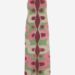 Abito lungo con  stampa geometrica in lino NOEMI PINKGREENBROWN PHILIPPA 1970 