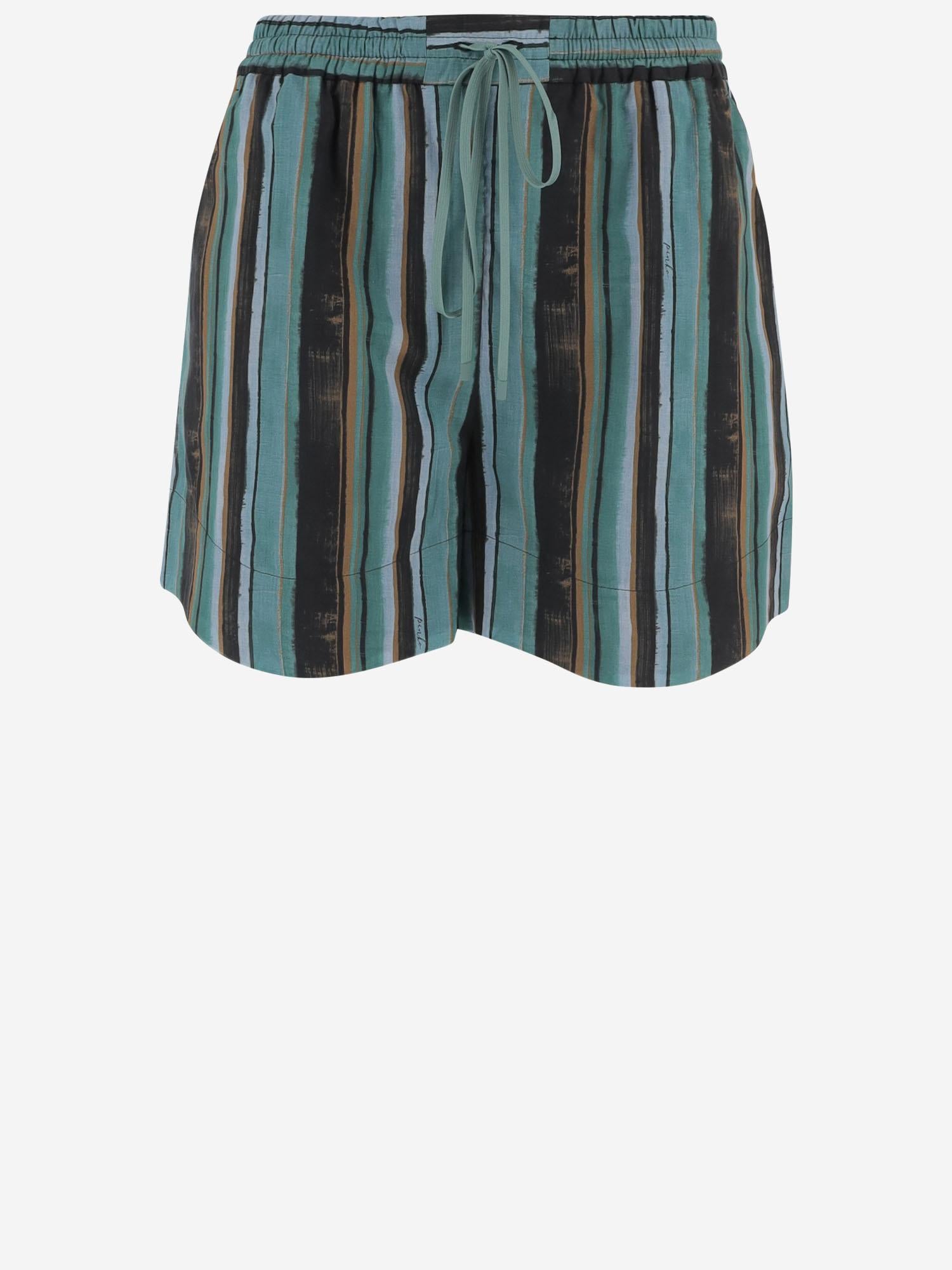 PANTALONI CORTI IN COTONE CON MOTIVO A RIGHE 106991 A3CHSD3 PINKO 