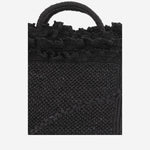 BORSA TOTE IN RAFIA E COTONE LAGUNA BLACK IBELIV 