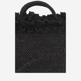 BORSA TOTE IN RAFIA E COTONE LAGUNA BLACK IBELIV 