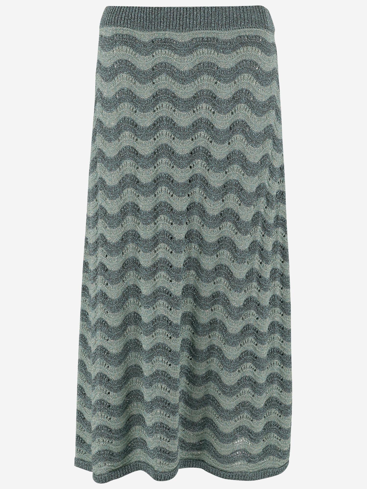 GONNA IN MISTO VISCOSA CON MOTIVO ONDULATO 067 VERDE COLOUR MARKET 