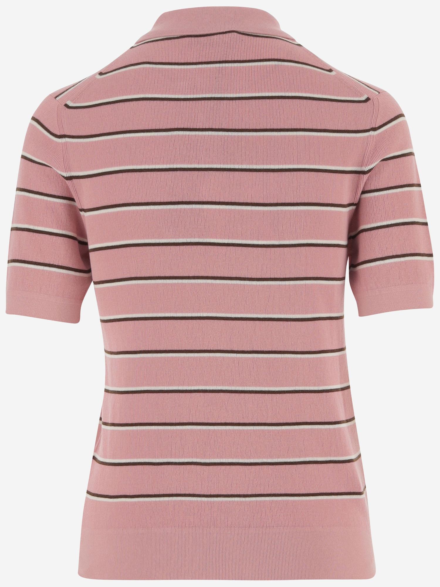 POLO A RIGHE IN COTONE STRETCH MMLB35 183MF0028 MIU MIU 