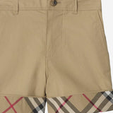 PANTALONI CORTI IN COTONE CON MOTIVO CHECK 8117173 SAND BURBERRY KIDS 