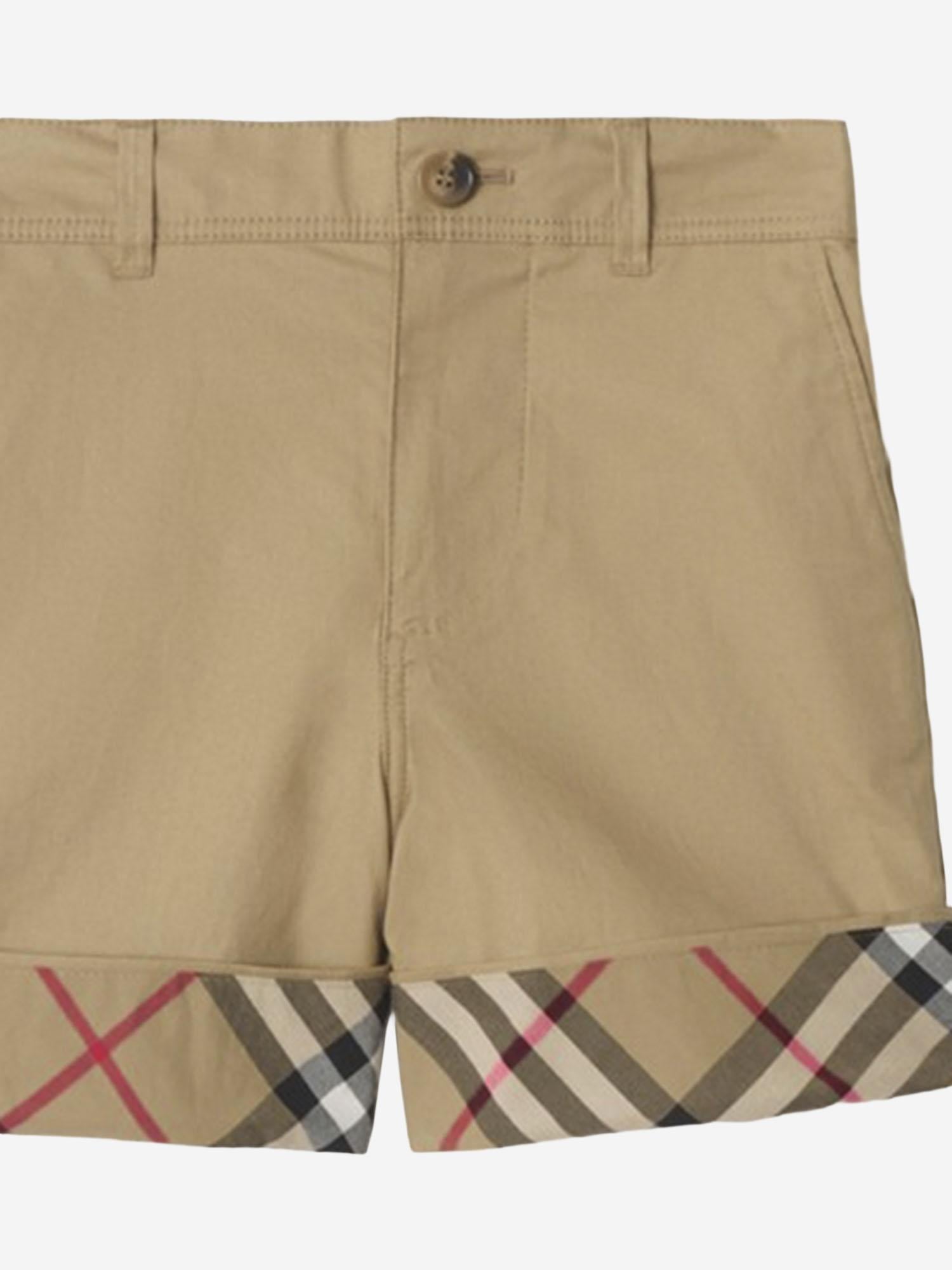 PANTALONI CORTI IN COTONE CON MOTIVO CHECK 8117173 SAND BURBERRY KIDS 