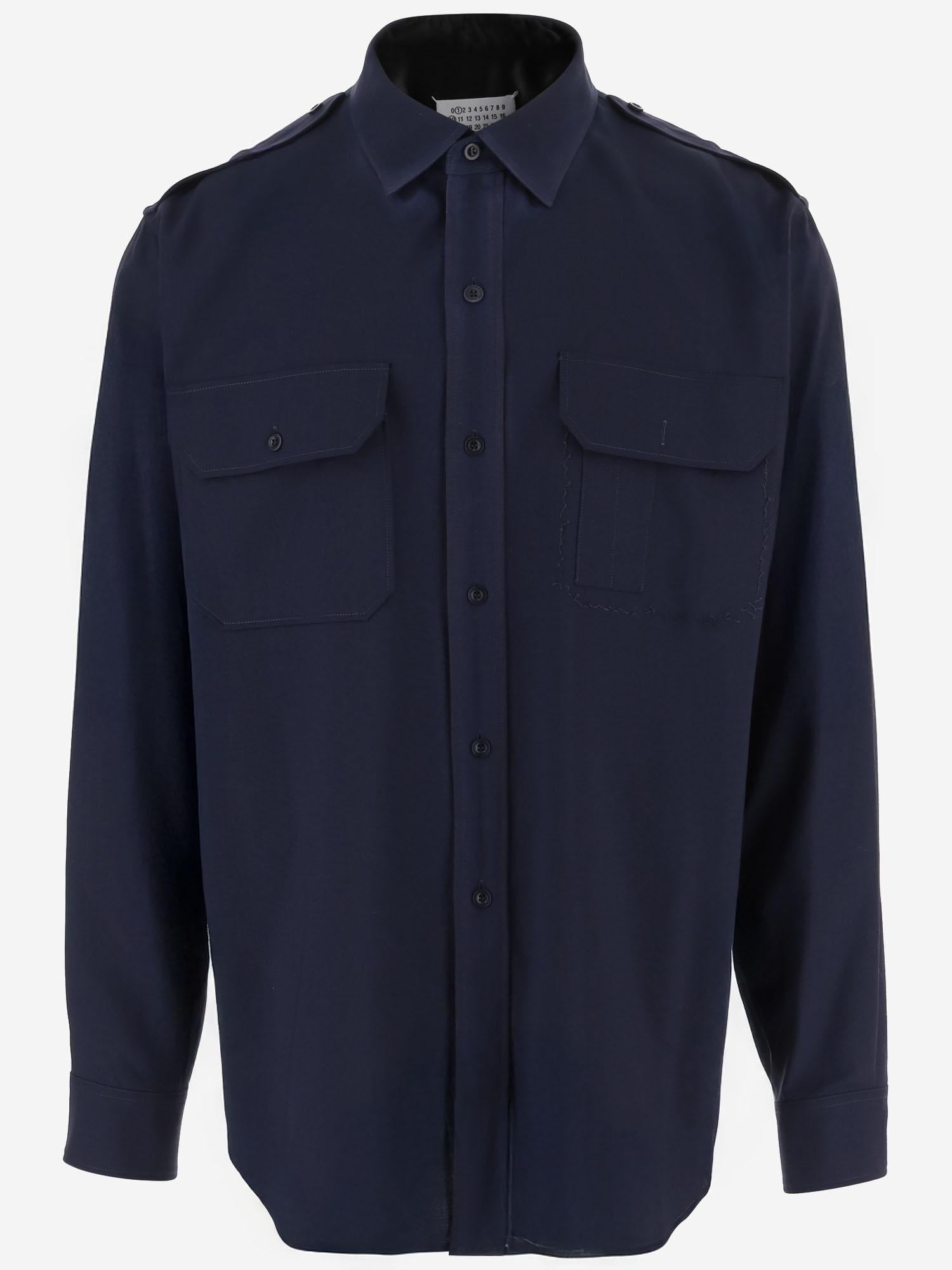 CAMICIA IN LANA CON TASCHINI E SPALLINE S50DT0059 M35524470 MAISON MARGIELA 