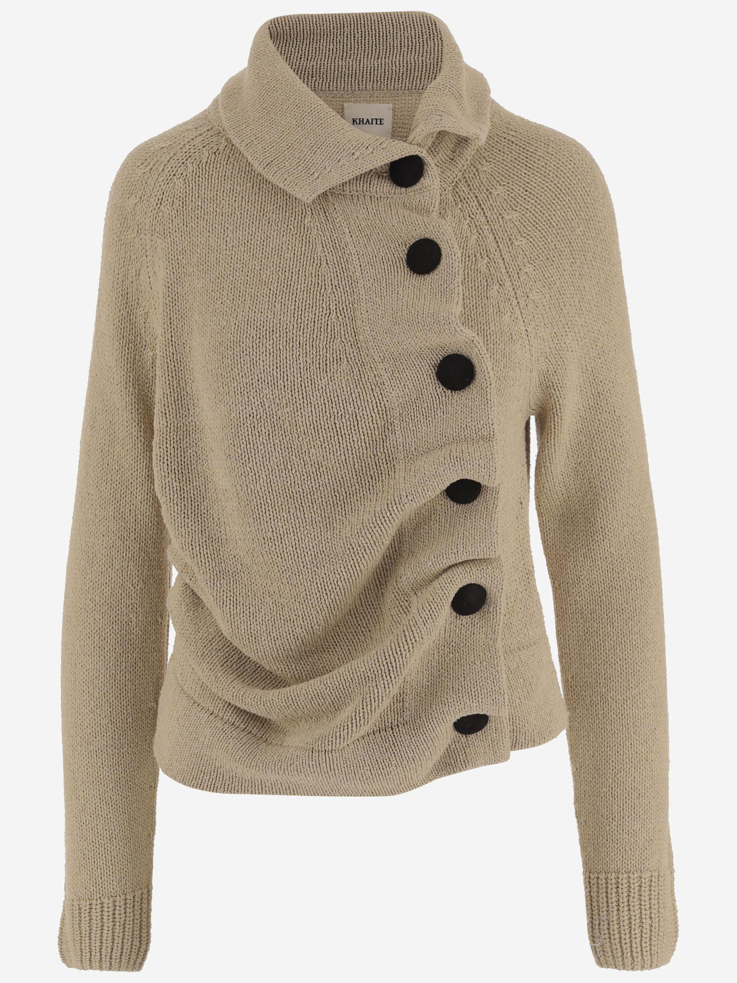 MAGLIA IN SETA E COTONE CON ABOTTONATURA ASIMMETRICA 9813458 963 KHAITE 