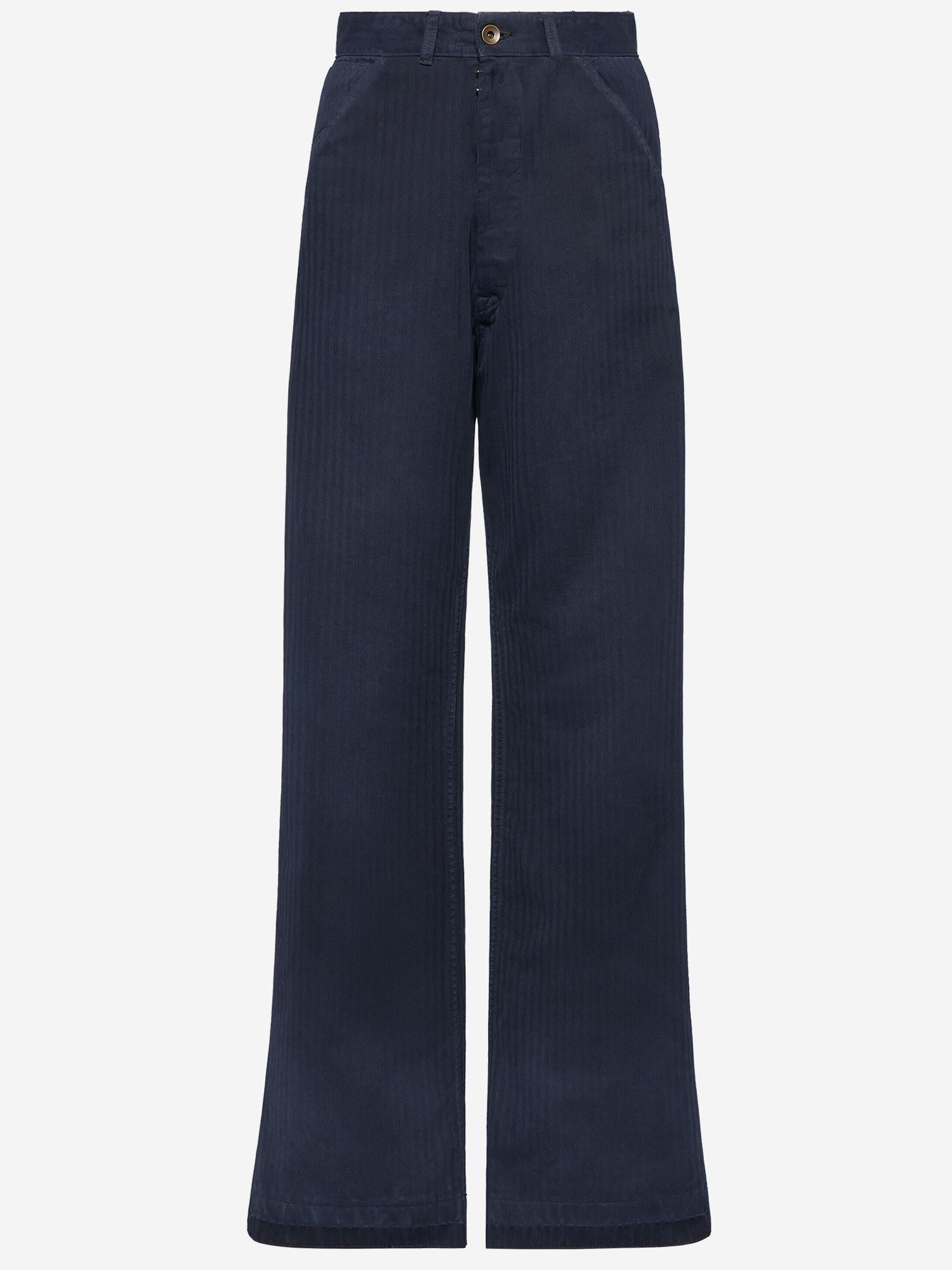 PANTALONI IN COTONE CON MOTIVO SPIGATO S51LA0180 M30024962 MAISON MARGIELA 