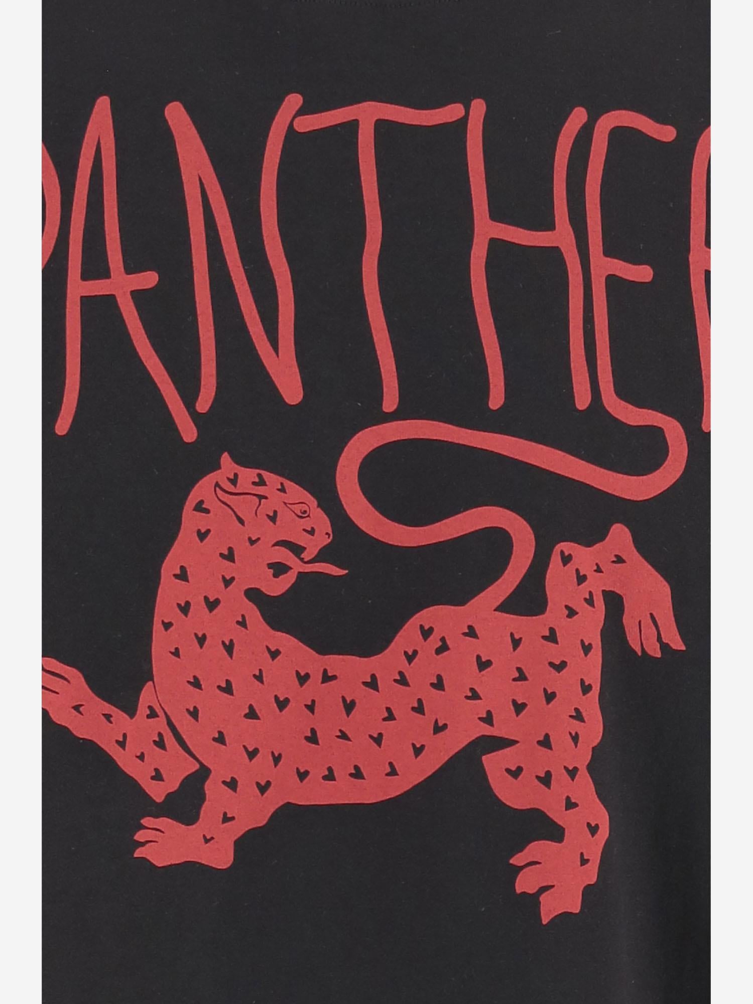 T-SHIRT IN COTONE CON STAMPA PANTHER 8B3MG25W A550NR VALENTINO 