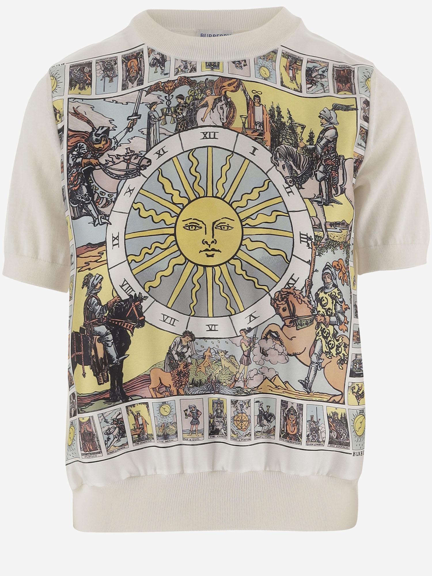 T-SHIRT IN LANA E SETA CON STAMPA 8126351 SEASIDEBLUEPATTERN BURBERRY 