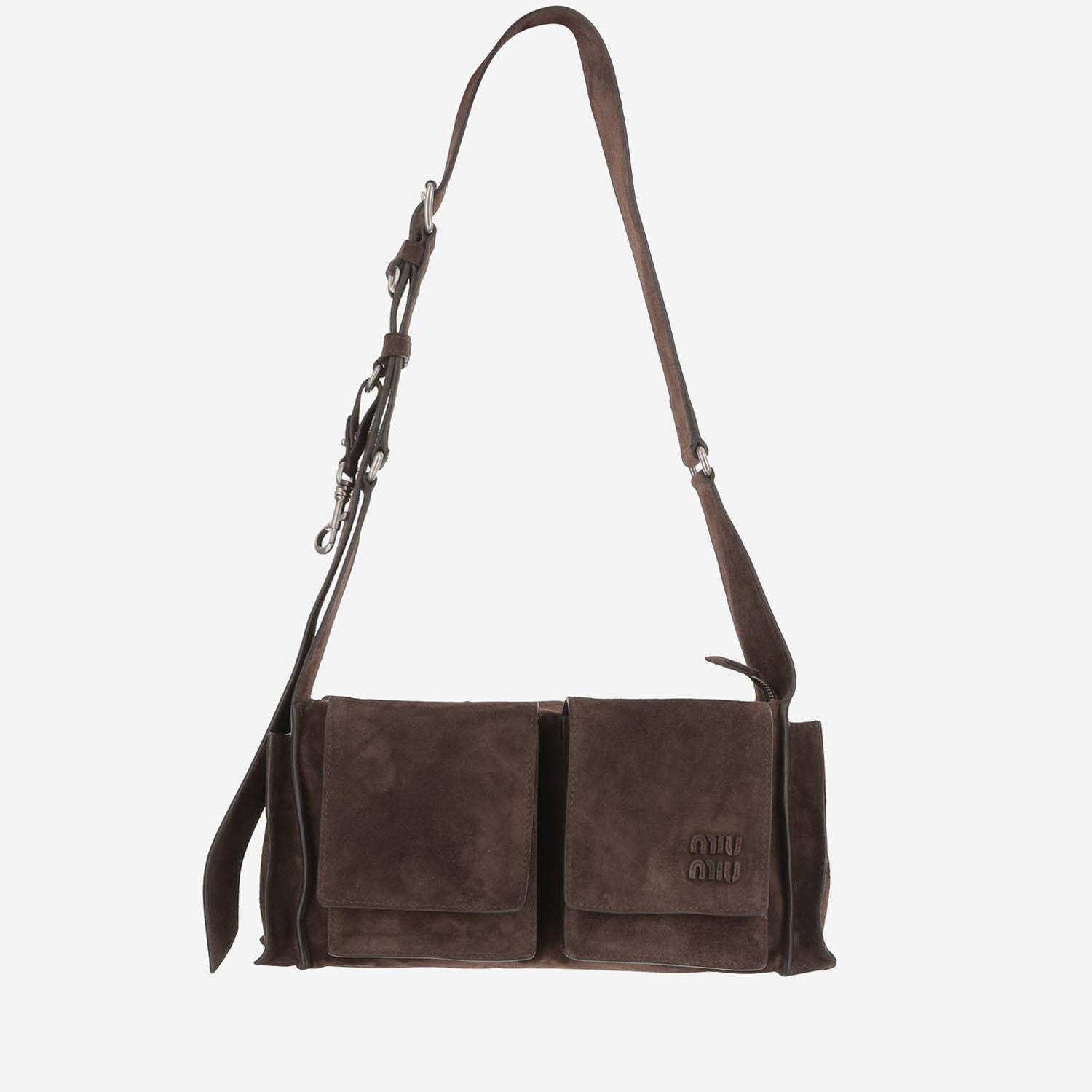 Borsa a tracolla Utilitaire in pelle scamosciata 5BC205 2CSSF0003 MIU MIU 