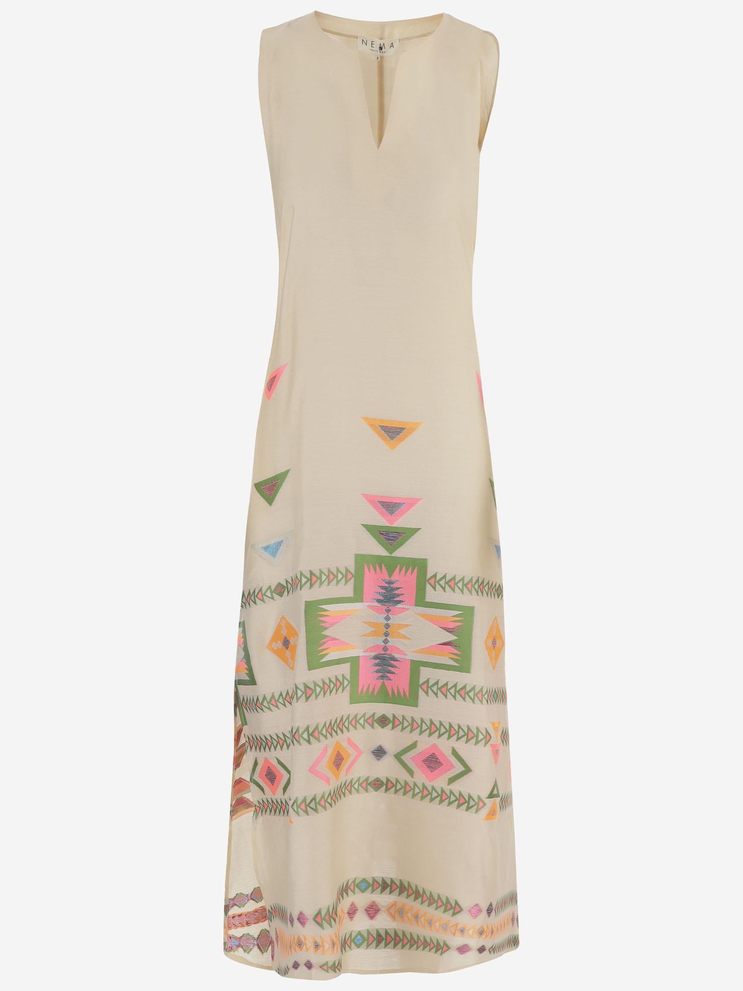 Abito lungo con fantasia 15107 N236BEIGE NEMA 