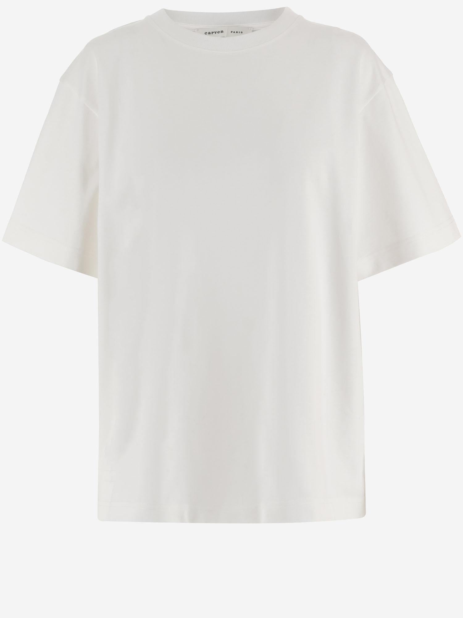 T-SHIRT IN COTONE CON STAMPA POSTERIORE 6261K21196 Ecru CARVEN 