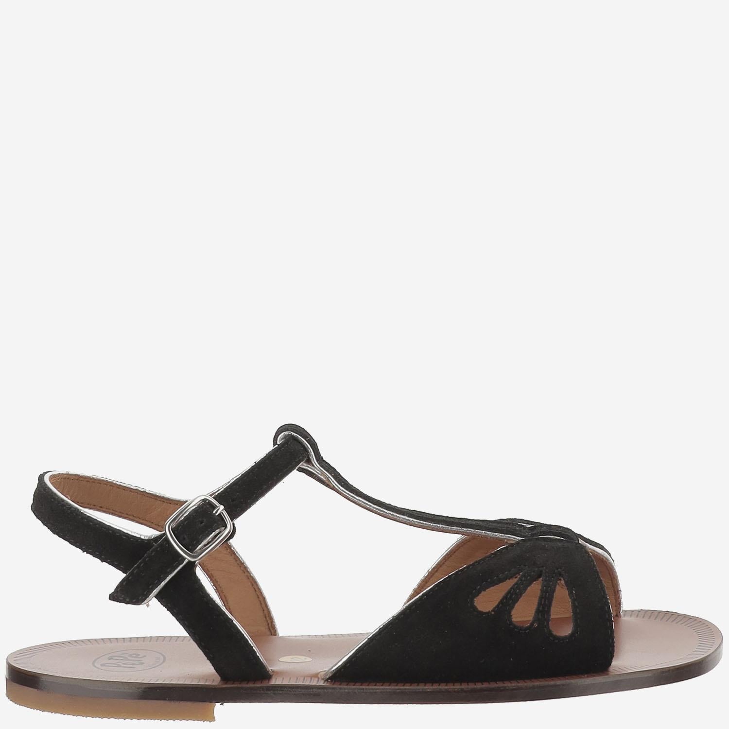 SANDALI IN PELLE 1323B SCAMOSCIATONERO PèPè KIDS 