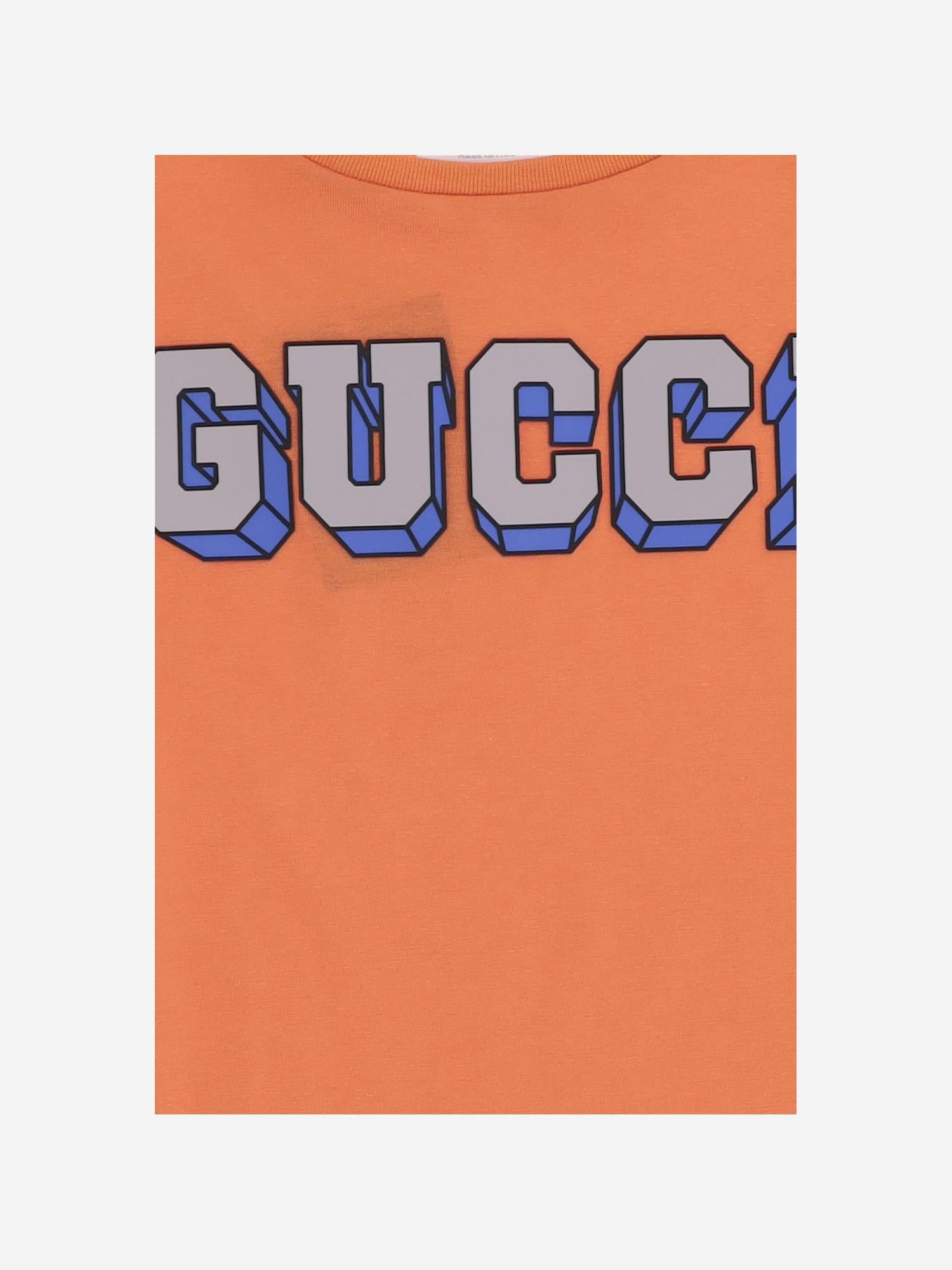 T-SHIRT IN COTONE CON LOGO 547559 XJHFG7195 GUCCI KIDS 