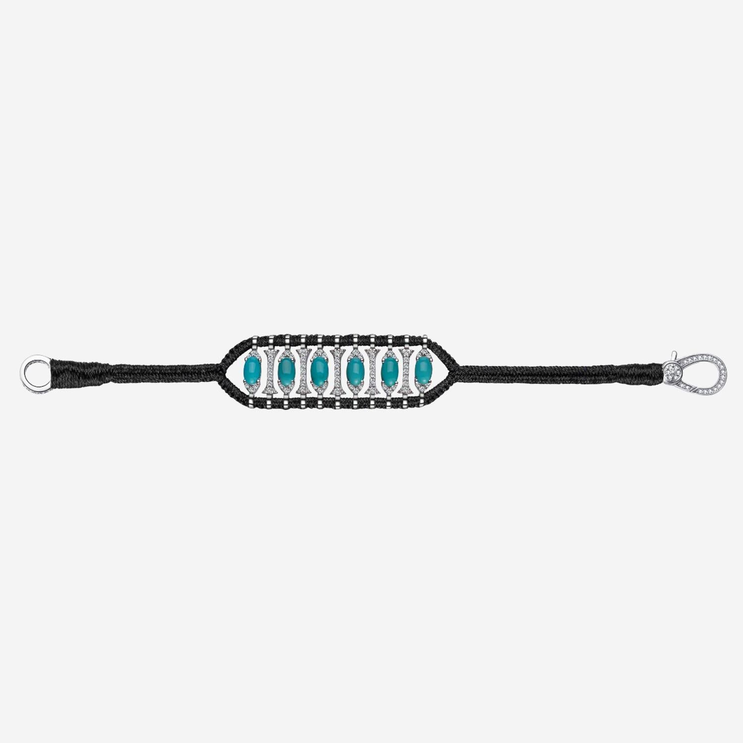 BRACCIALE ARGENTO CON DETTAGLIO GEOMETRICO TERESINA TURQUOISE SILVIA BINI GIOIELLI 