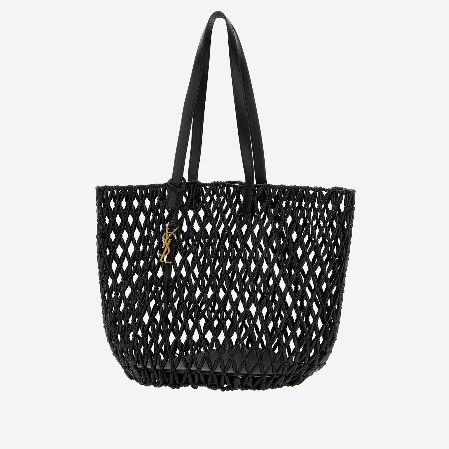 BORSA SHOPPING CON PERLINE IN LEGNO 862074 KAAAY1000 SAINT LAURENT 